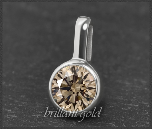 Brillant Anhänger 585 Gold; 0,46ct, cognac, VS1